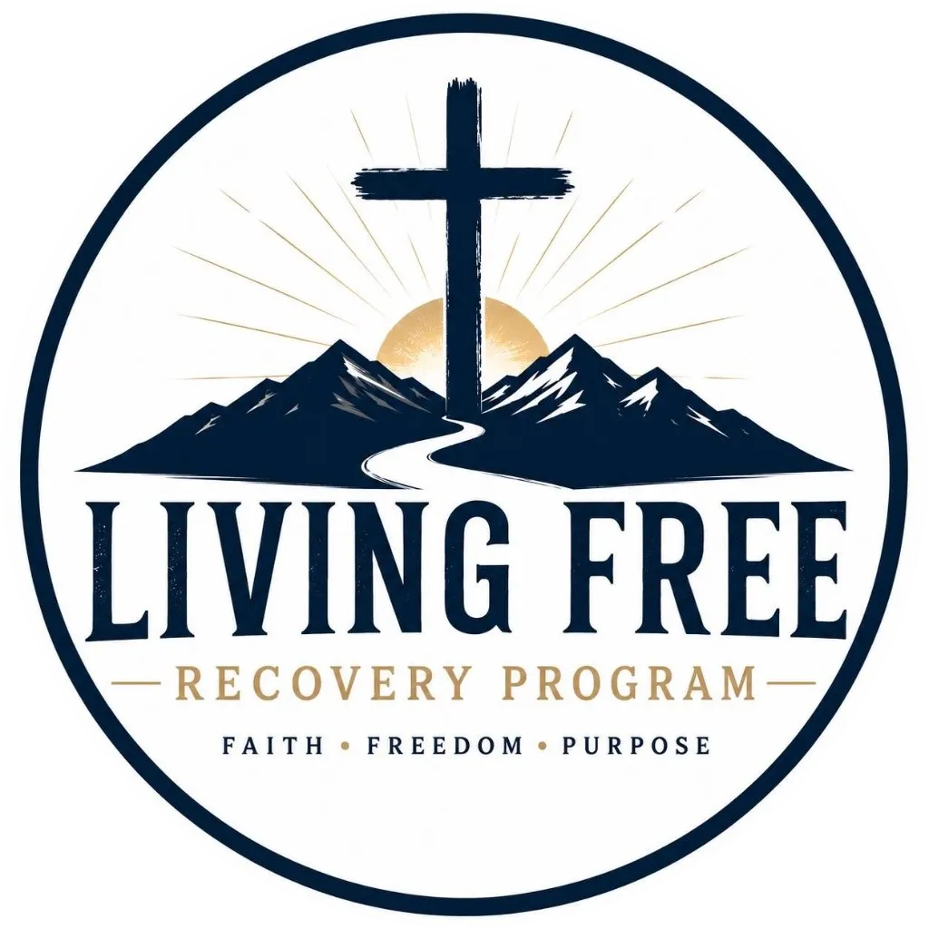 Living Free Recovery logo: faith, freedom, and purpose